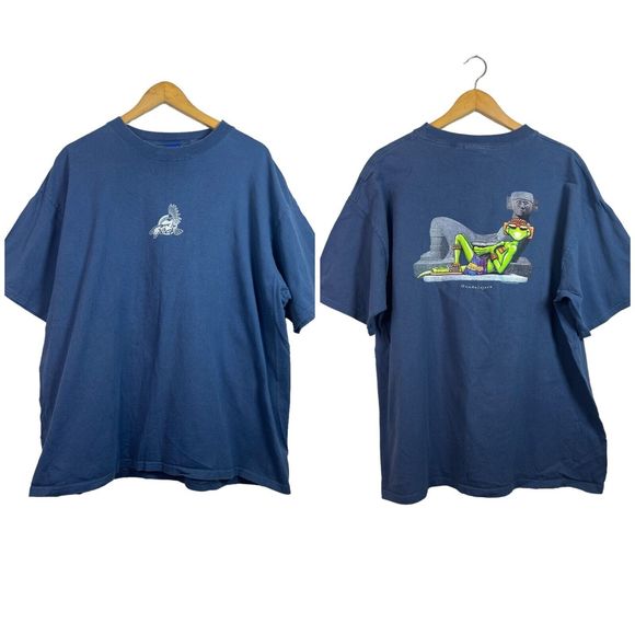 Vintage Gecko Blue Y2K Aztec Mayan 2002 T-Shirt Size XL Cotton - Picture 1 of 12